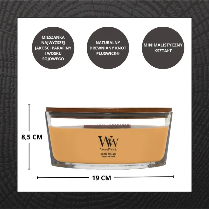 WOODWICK Golden Bourbon – świeca elipsa — zdjęcie 3