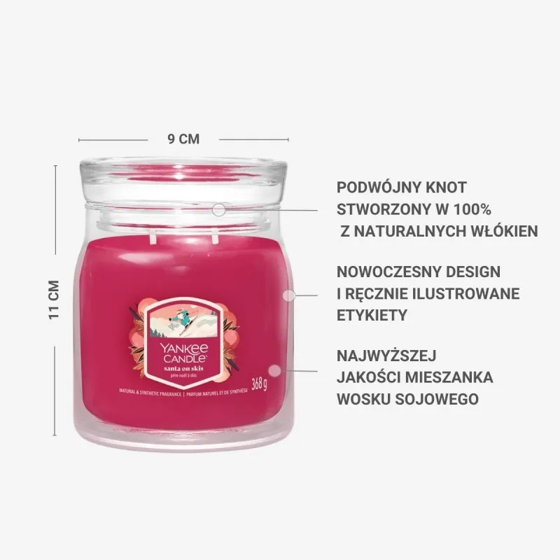 YANKEE CANDLE Santa on Skis – świeca średnia — zdjęcie 3